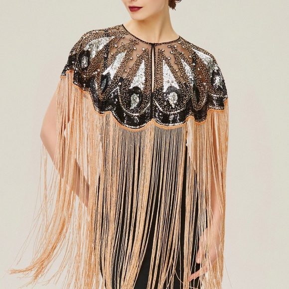 RETRO PINUP FLAPPER STYLE CAPLET SHAWL - Picture 5 of 6